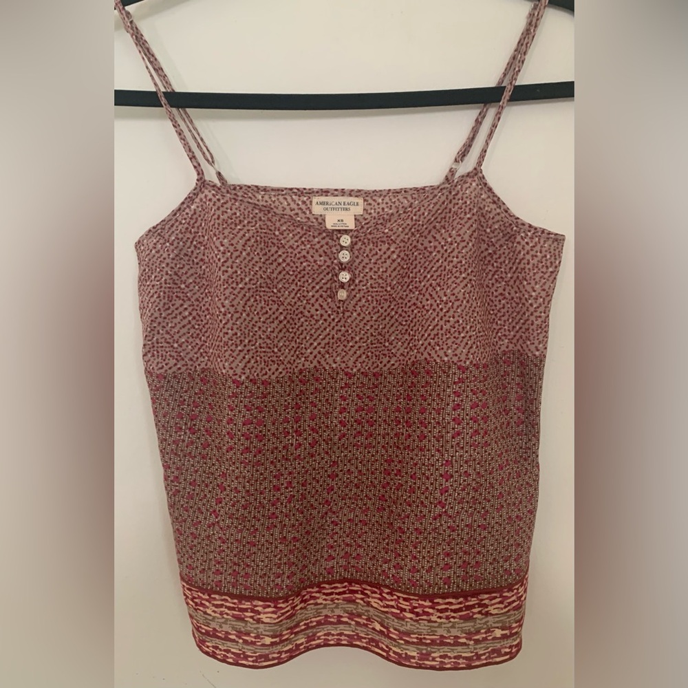 Vintage American Eagle Outfitters Maroon/Pink Patterned Camisole